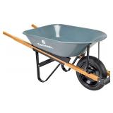 CORONA 5 Cubic Foot Wheelbarrow in A Box Heavy Duty Garden Cart with 15 Inch Flat Free Tire for Outdoor Gardening, Yards, Planting