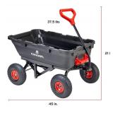 CORONA Poly Dump Cart 400 Pound Capacity Quick Release Dumping 10 Inch Pneumatic Tires for Gardening