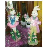 Boy / Girl Rabbit Figurines (4) 9 in. Tall