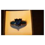 Blue Heart Shaped Gemstone Ring.