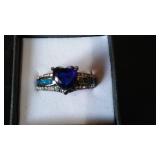 Blue Heart Shaped Gemstone Ring.
