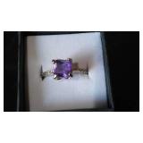 Purple Square Shaped Gemstone Ring.