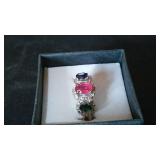 Tri-Gemstone Ring. Pink, Green, and blue gemstones.