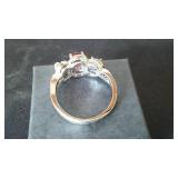 Tri-Gemstone Ring. Pink, Green, and blue gemstones.