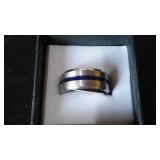 Tungsten Style Blue and Grey Ring.