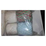 Crochet Thread, Embroidery Hoops, Cording In Covered Tote.