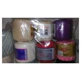 Crochet Thread, Embroidery Hoops, Cording In Covered Tote.