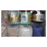 Crochet Thread, Embroidery Hoops, Cording In Covered Tote.
