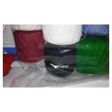 Crochet Thread, Embroidery Hoops, Cording In Covered Tote.