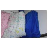 Flannel Remnants, Larger Pieces In Covered Tote.