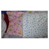 Flannel Remnants, Larger Pieces In Covered Tote.