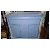 Flannel Remnants, Larger Pieces In Covered Tote.