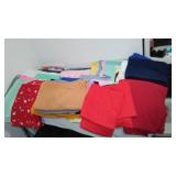 Cotton, Jersey, Denim, Flannel Remnants In Covered Tote.