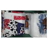 Flannel, Denim, Cotton, Craft Prints In Covered Tote.