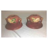 Vintage Roseville Pink Apple Blossom Ceramic Candle Holders (2).