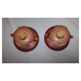 Vintage Roseville Pink Apple Blossom Ceramic Candle Holders (2).