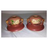 Vintage Roseville Pink Apple Blossom Ceramic Candle Holders (2).