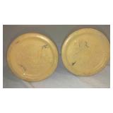 Vintage Roseville Pink Apple Blossom Ceramic Candle Holders (2).