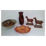 Vintage Royal Haeger Brown Vase With Flowers, and More.