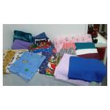 Flannel, Jersey, Cotton, Remnant Material. 18 Gal. Rubbermaid Roughneck Covered Tote.