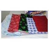 Flannel, Cotton, Some are cut for blankets, Remnant Material, in Covered Tote