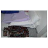 Quilted, Corduroy, Cotton, Terrycloth, Batting Remnant Material in Covered Tote