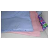 Quilted, Corduroy, Cotton, Terrycloth, Batting Remnant Material in Covered Tote