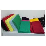 Fleece, Tulle, Upholstery Remnant Material in Covered Tote.