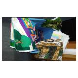 Cotton, Jean, Fleece. Remnant Material in Covered Tote.