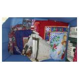 Cotton, Jean, Fleece. Remnant Material in Covered Tote.