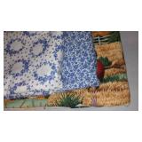 Cotton, Jean, Fleece. Remnant Material in Covered Tote.