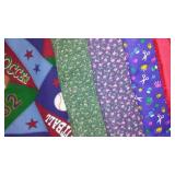 Cotton, Jean, Fleece. Remnant Material in Covered Tote.