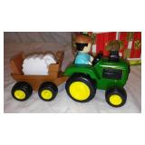Fisher Price Barn, Melissa and Doug Barn, John Deere Tractors, and Little People.