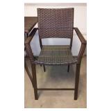 Outdoor Wicker High Top Table and Chairs (2).