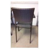 Outdoor Wicker High Top Table and Chairs (2).