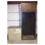 Wood Cabinet and 2 Drawer Filing Cabinet.