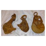 Antique Cast Iron Trolly Pullies(3).