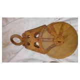 Antique Cast Iron Trolly Pullies(3).