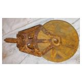 Antique Cast Iron Trolly Pullies(3).