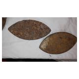 Antique Sad Irons (2), Model T-Ford Ignition Coil (2) and Cast Iron Handle.