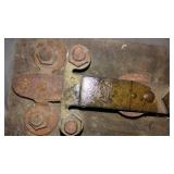 Antique Sad Irons (2), Model T-Ford Ignition Coil (2) and Cast Iron Handle.