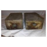 Antique Sad Irons (2), Model T-Ford Ignition Coil (2) and Cast Iron Handle.