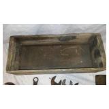 Vintage Cast Iron Wrenches, Gambles Ammunition Box and more.