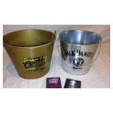 Coors and Jack Daniels Ice Buckets and Playing Cards.