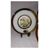 Vintage 24K Gold Rim Chokin Art Plates, Japan, Birds, Flowers, Deer.