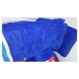 Micro Plush Throw Blankets (5) and Terry Towels (5) in Covered tote.