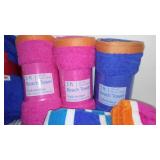 Micro Plush Throw Blankets (5) and Terry Towels (5) in Covered tote.