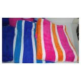Micro Plush Throw Blankets (5) and Terry Towels (5) in Covered tote.