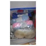 Covered tote of Sewing Notions.