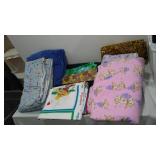 Flannel, Cotton and More Remnant Material in Covered Tote